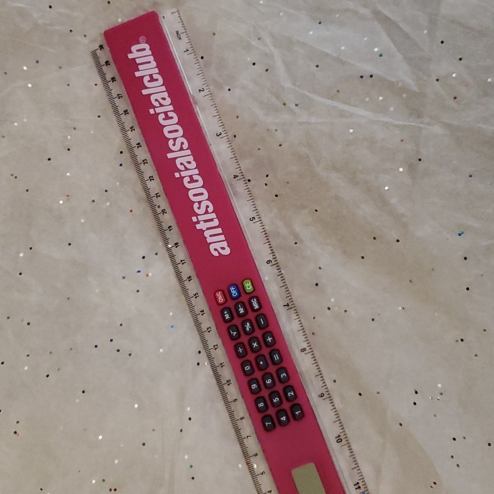 NEW Anti Social Social Club 5507 Pink Ruler & Calculator ASSC